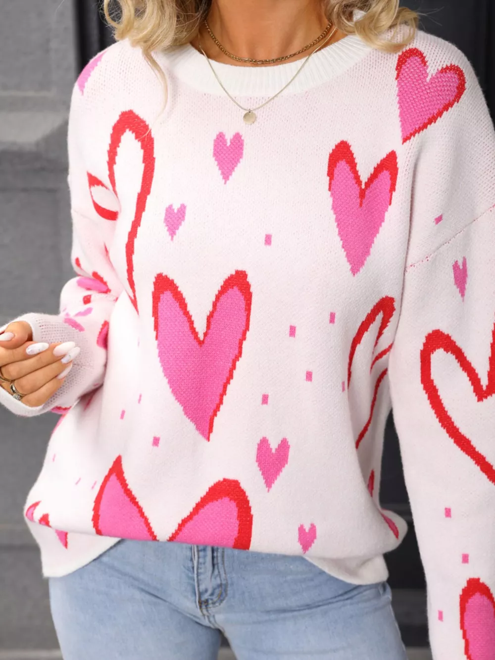 Valentine's Day Heart Crew Neck Sweater, image 8