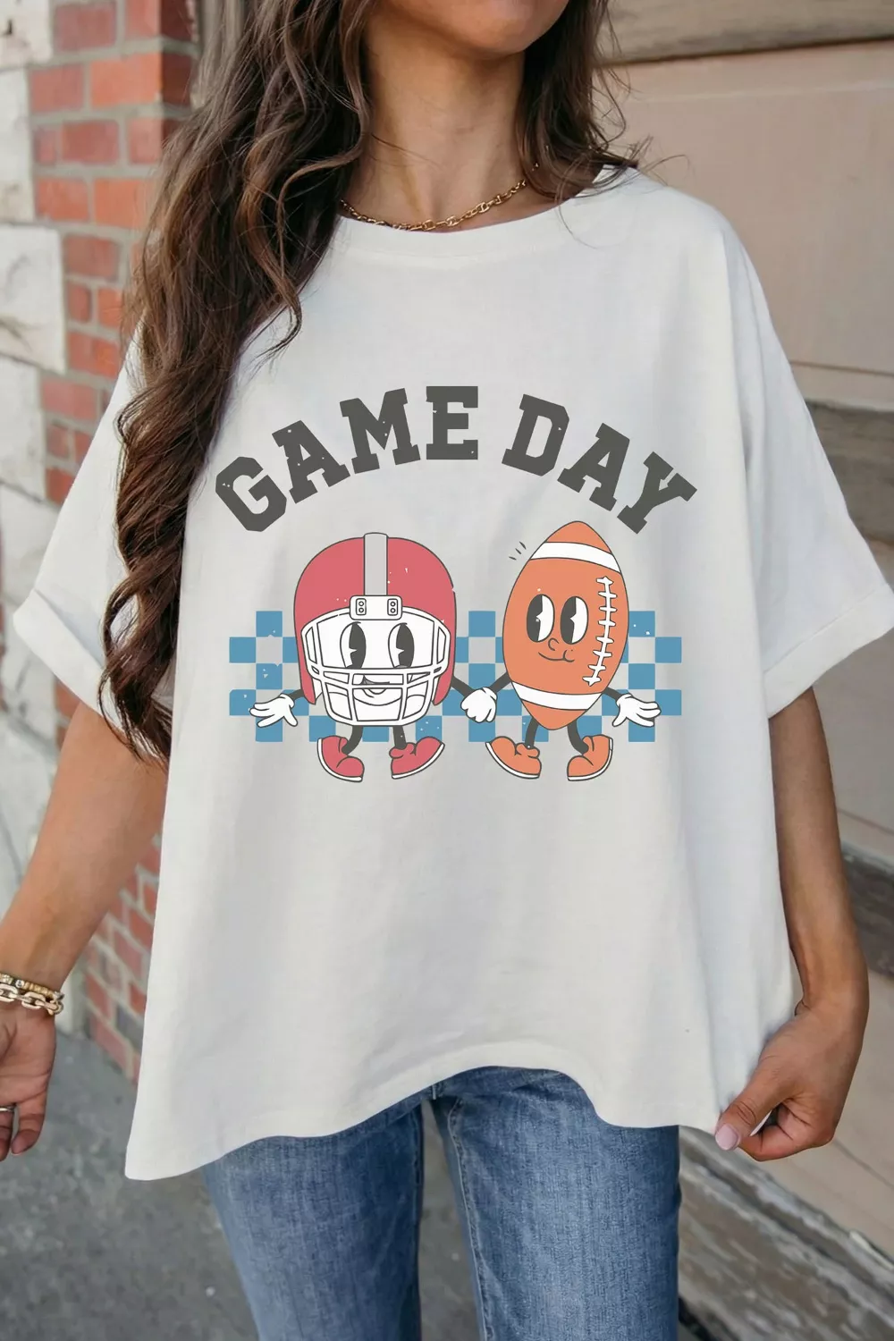 Game Day Football Graphic Casual Loose T Shirt, image 3