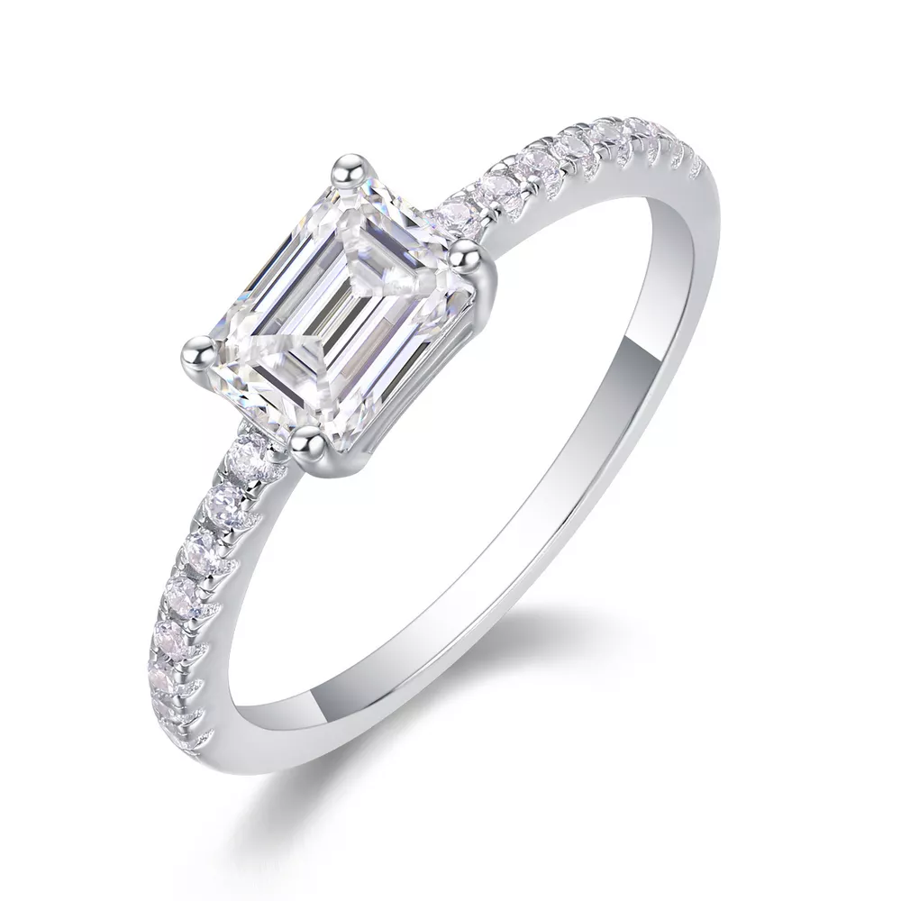 1 Carat 925 Sterling Silver Moissanite Geometric Ring, image 4