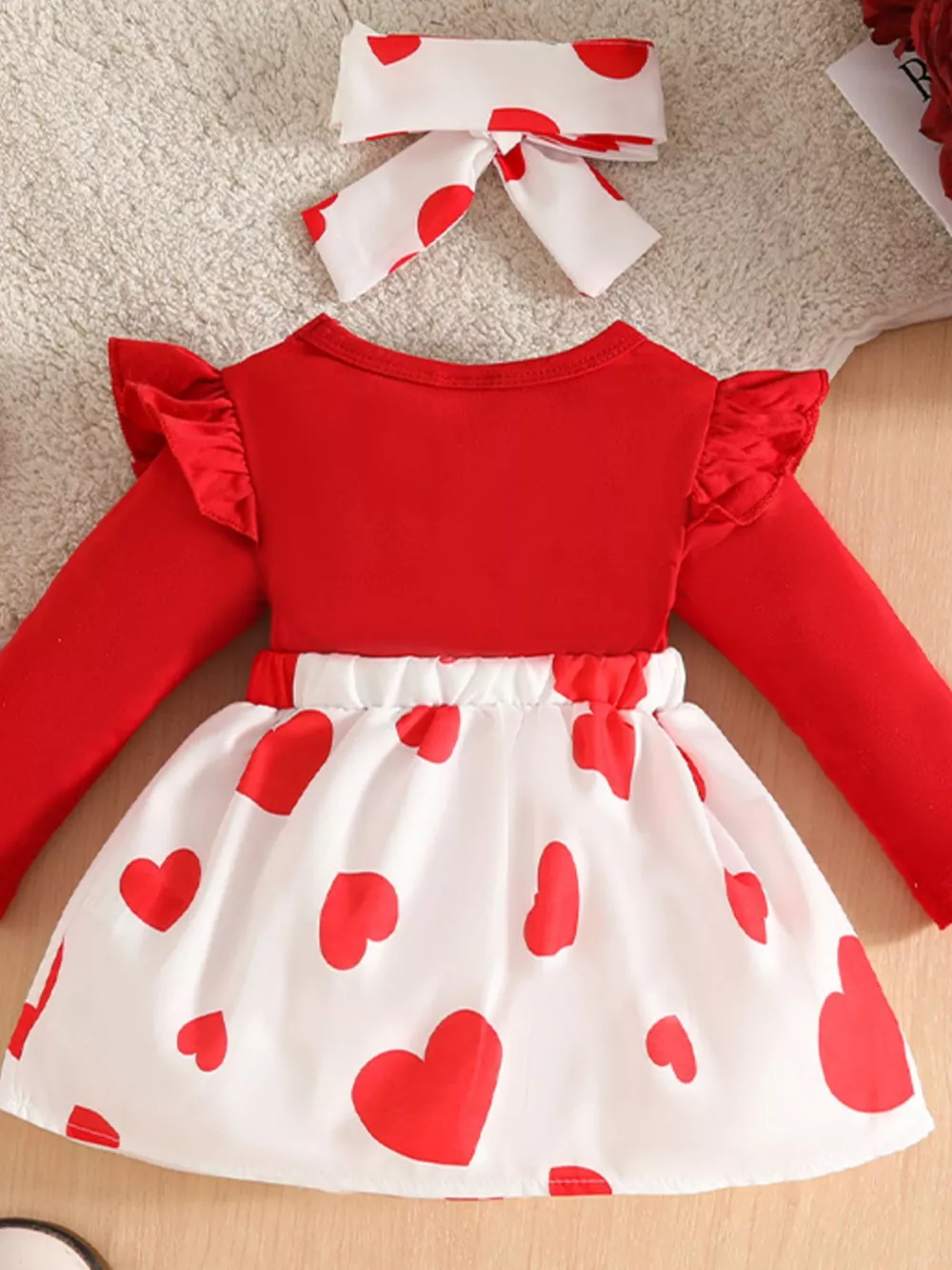 Children's Bear Applique Dress and Headband Set, image 2