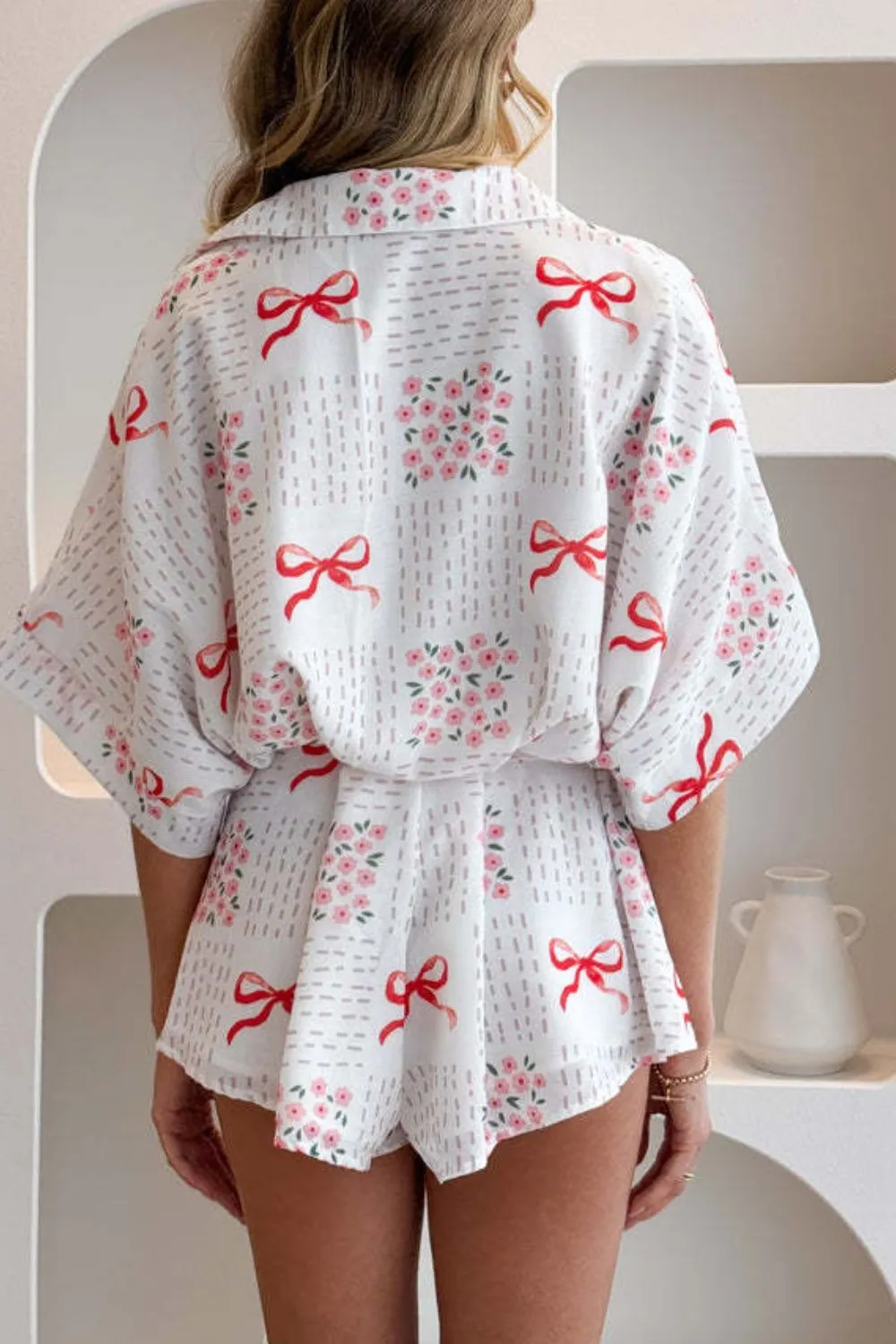 Printed Tie Waist Romper, image 4