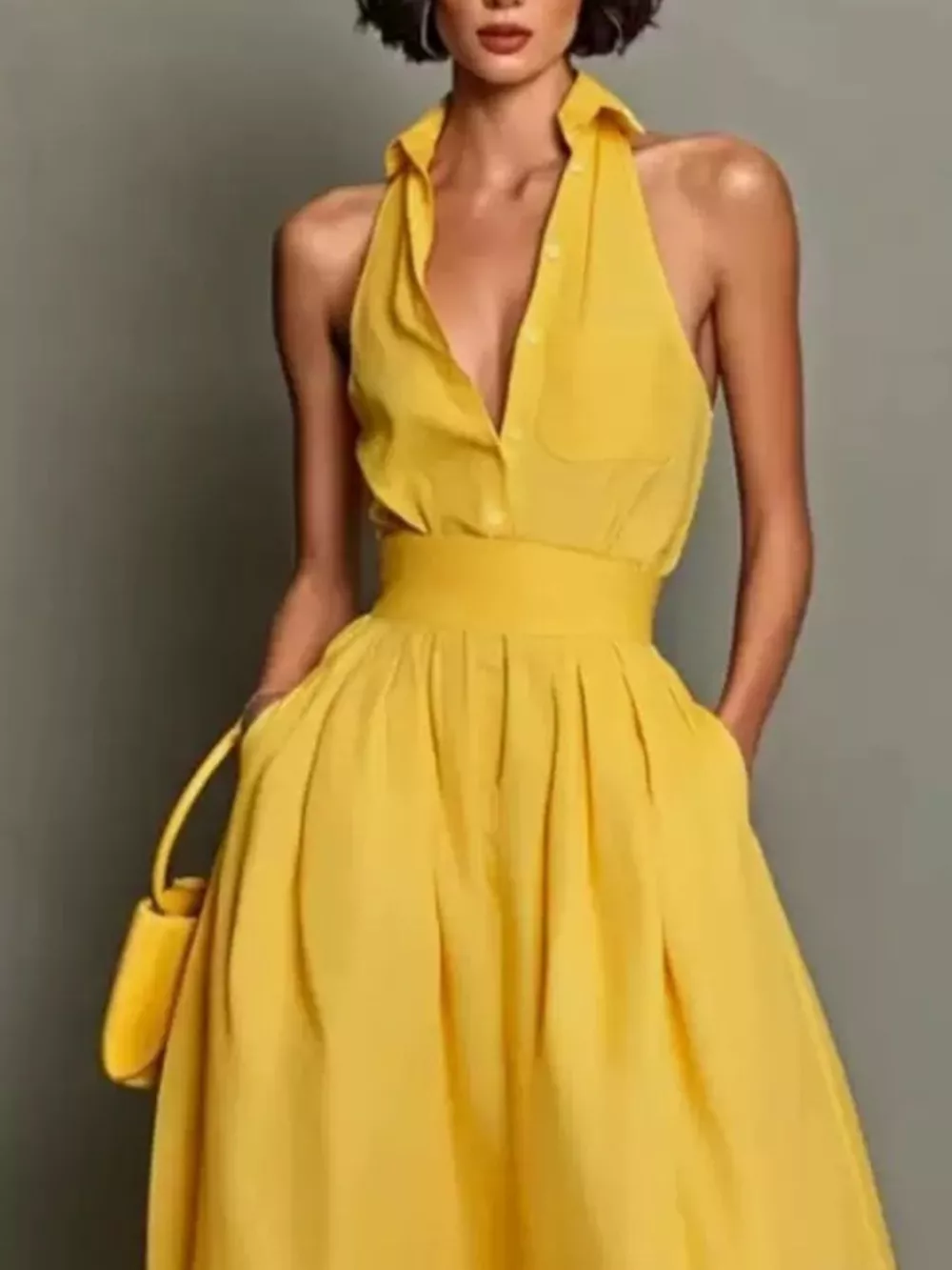 Sleeveless Collared A-Line Midi Dress, image 11