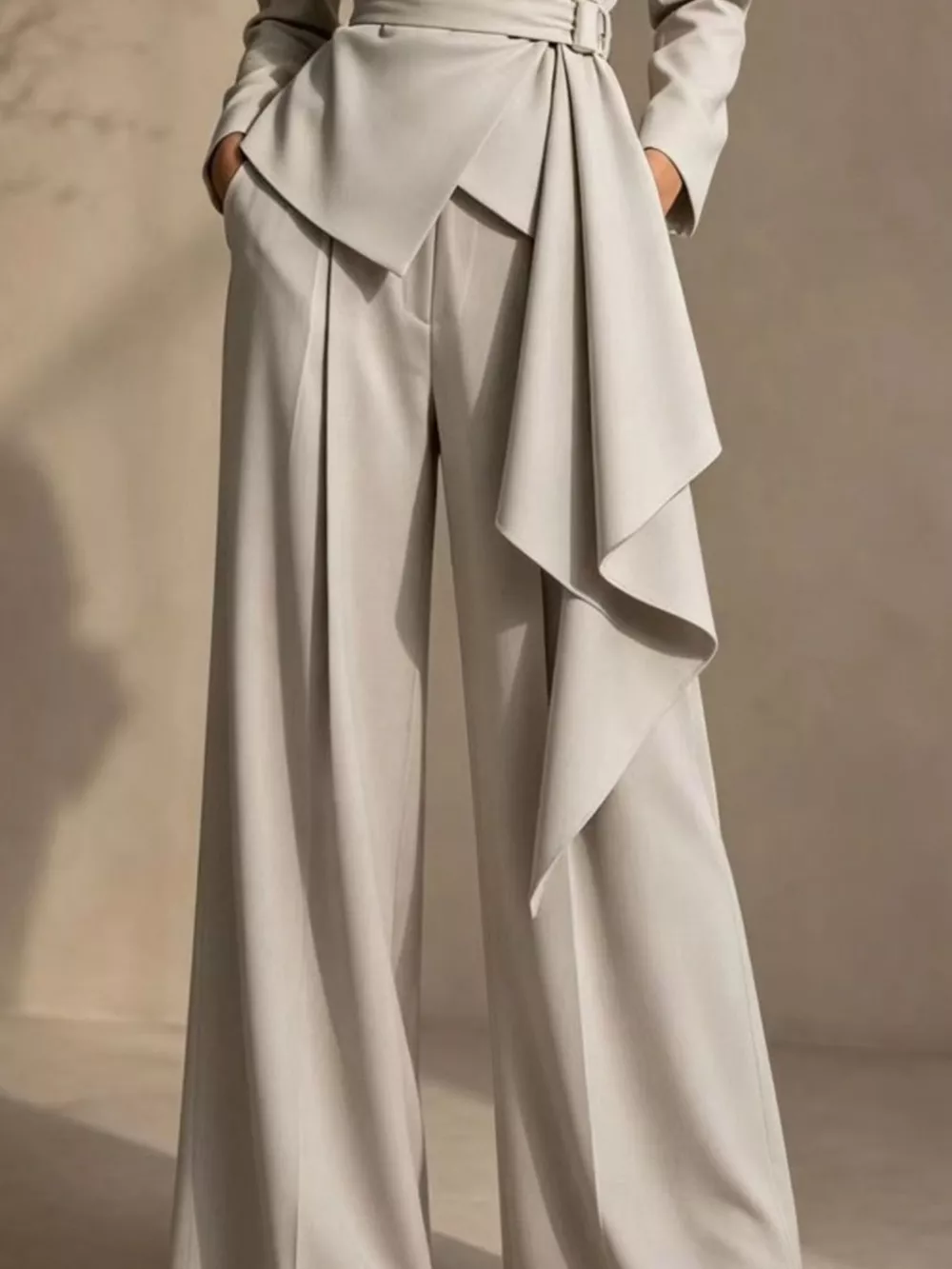 Full Size Belted Blazer and Wide-Leg Pants Set Plus Size, image 6