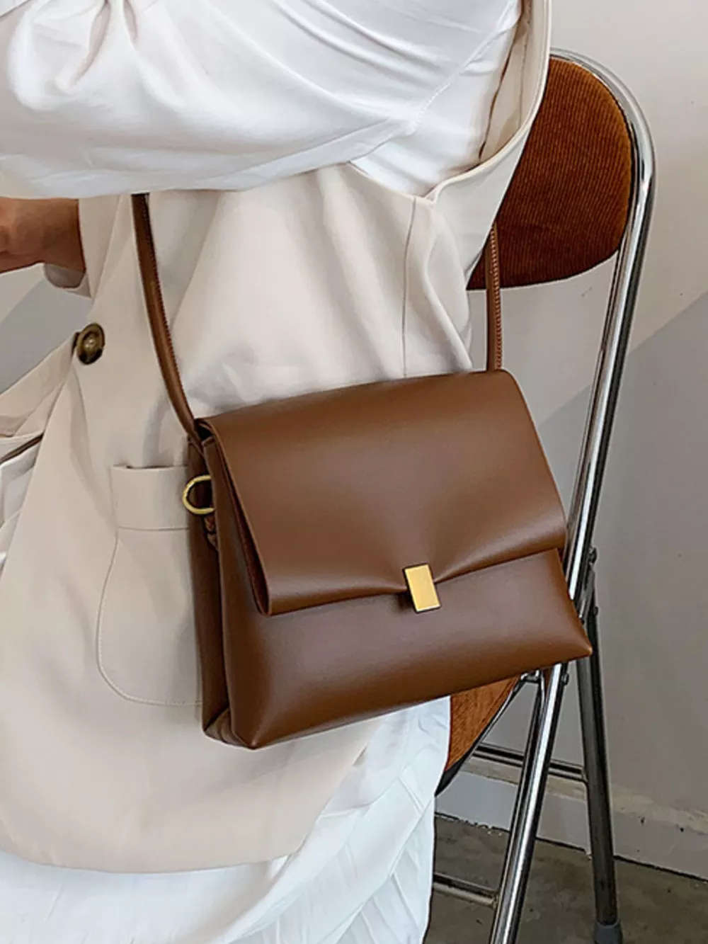 Flap Leather Crossbody Bag, image 2