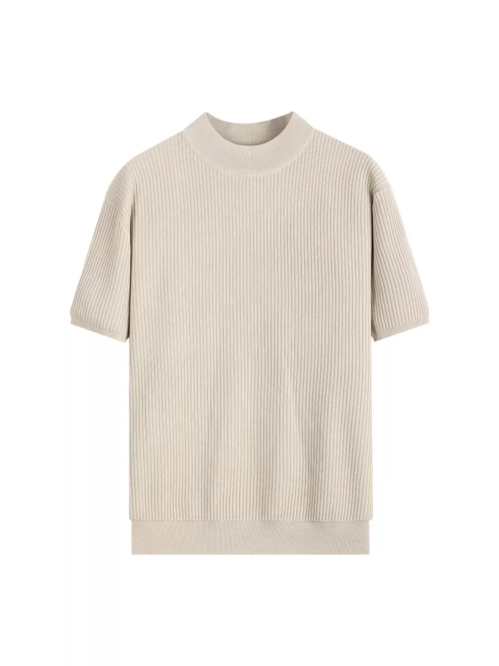 Men's Plus Size Ribbed Knit Mock Neck Short Sleeve T-Shirt, image 3