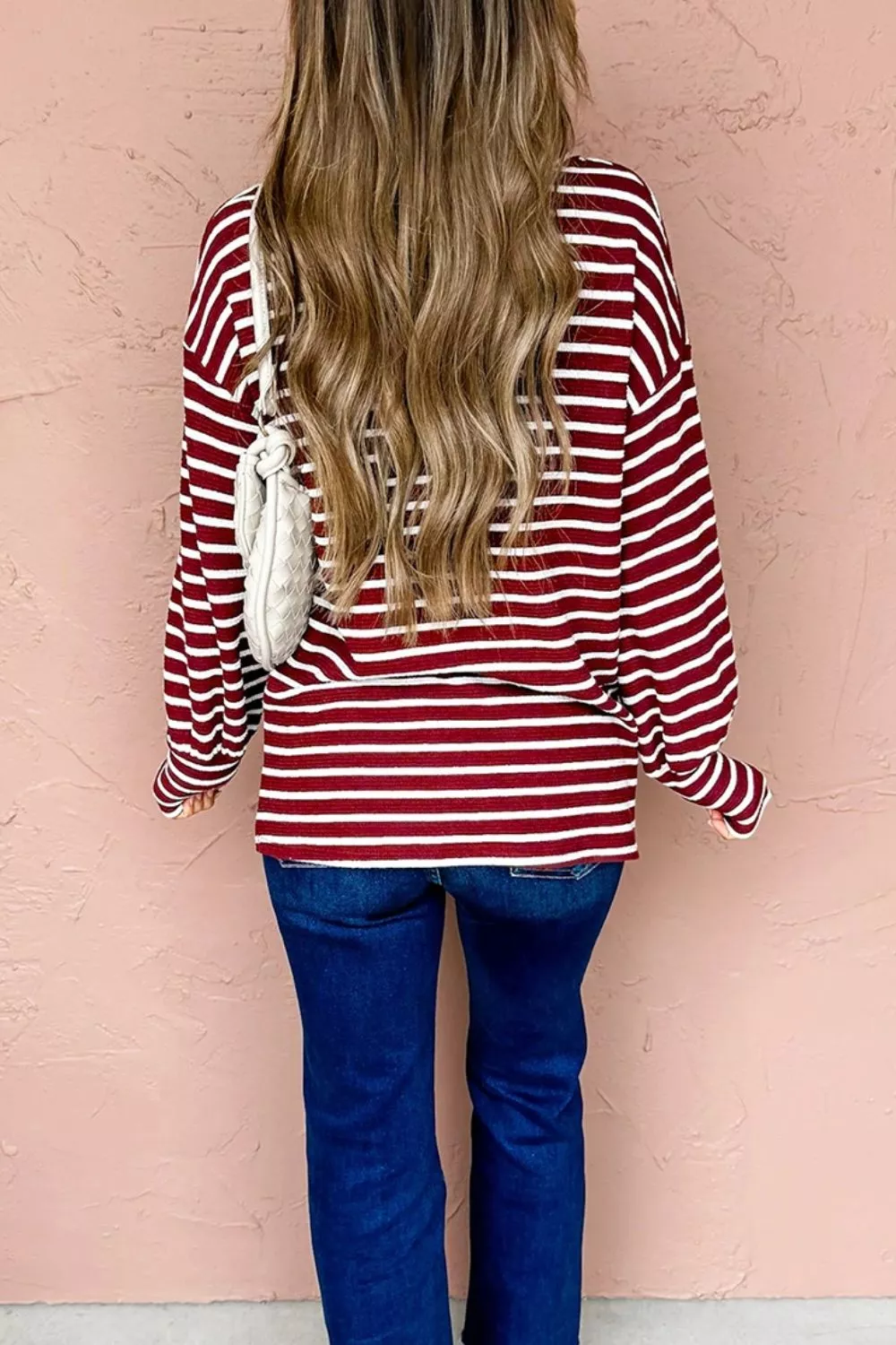 Stripe Drop Shoulder Long Sleeve Top, image 3