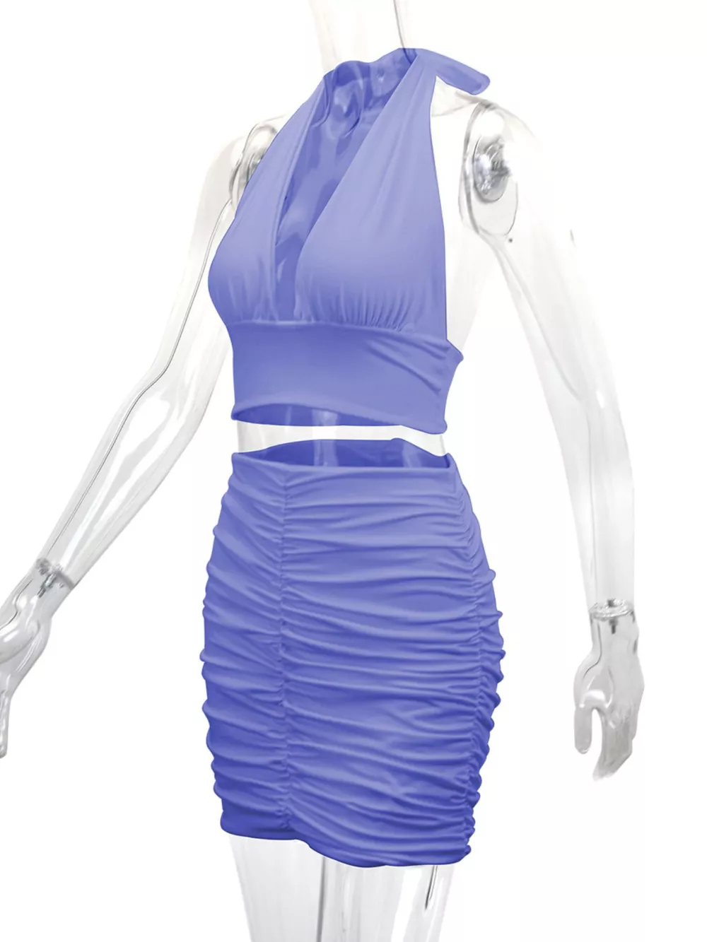 Halter Crop Top and Ruched Bodycon Mini Skirt Set, image 41