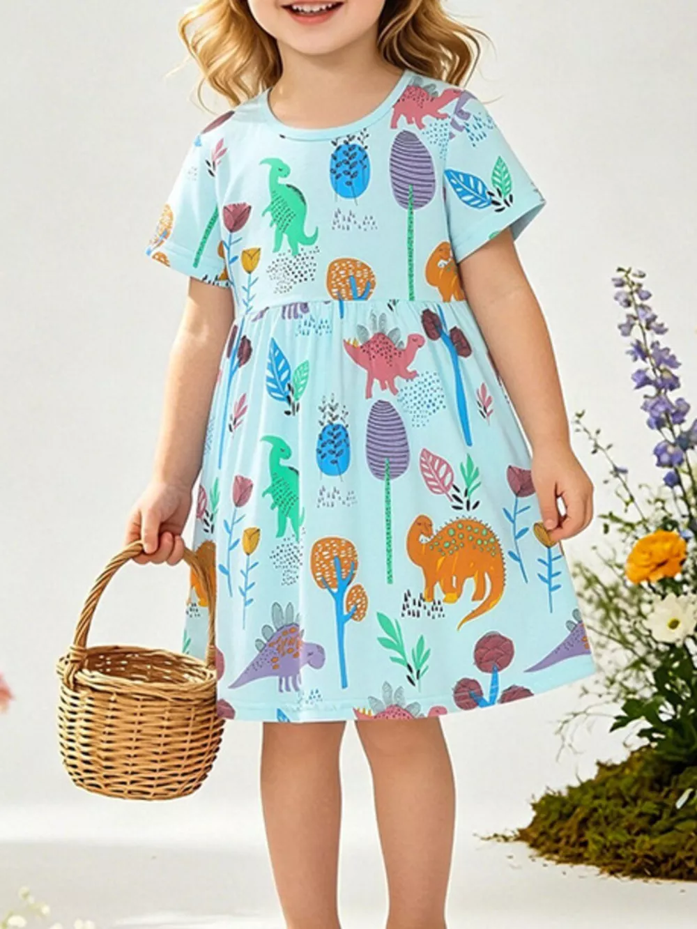 Children's Dinosaur Print A-Line Dress