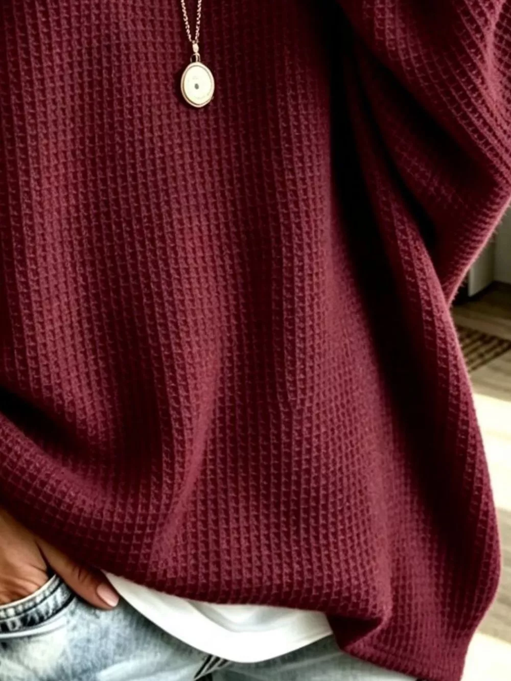 Full Size Waffle Knit Boat Neck Sweatshirt Plus Size, image 18