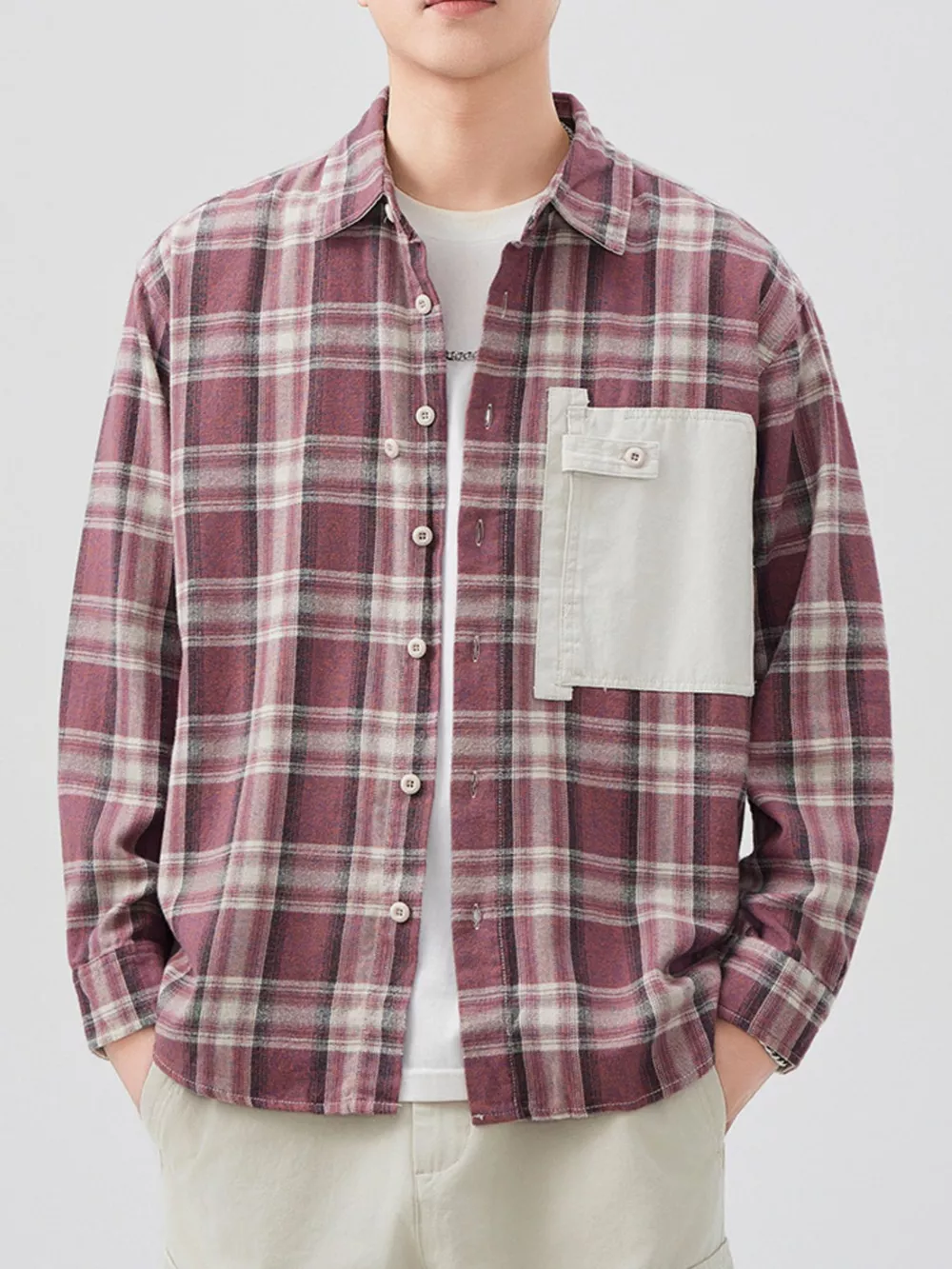Men's Plus Size Plaid Button Up Long Sleeve Shirt, image 4