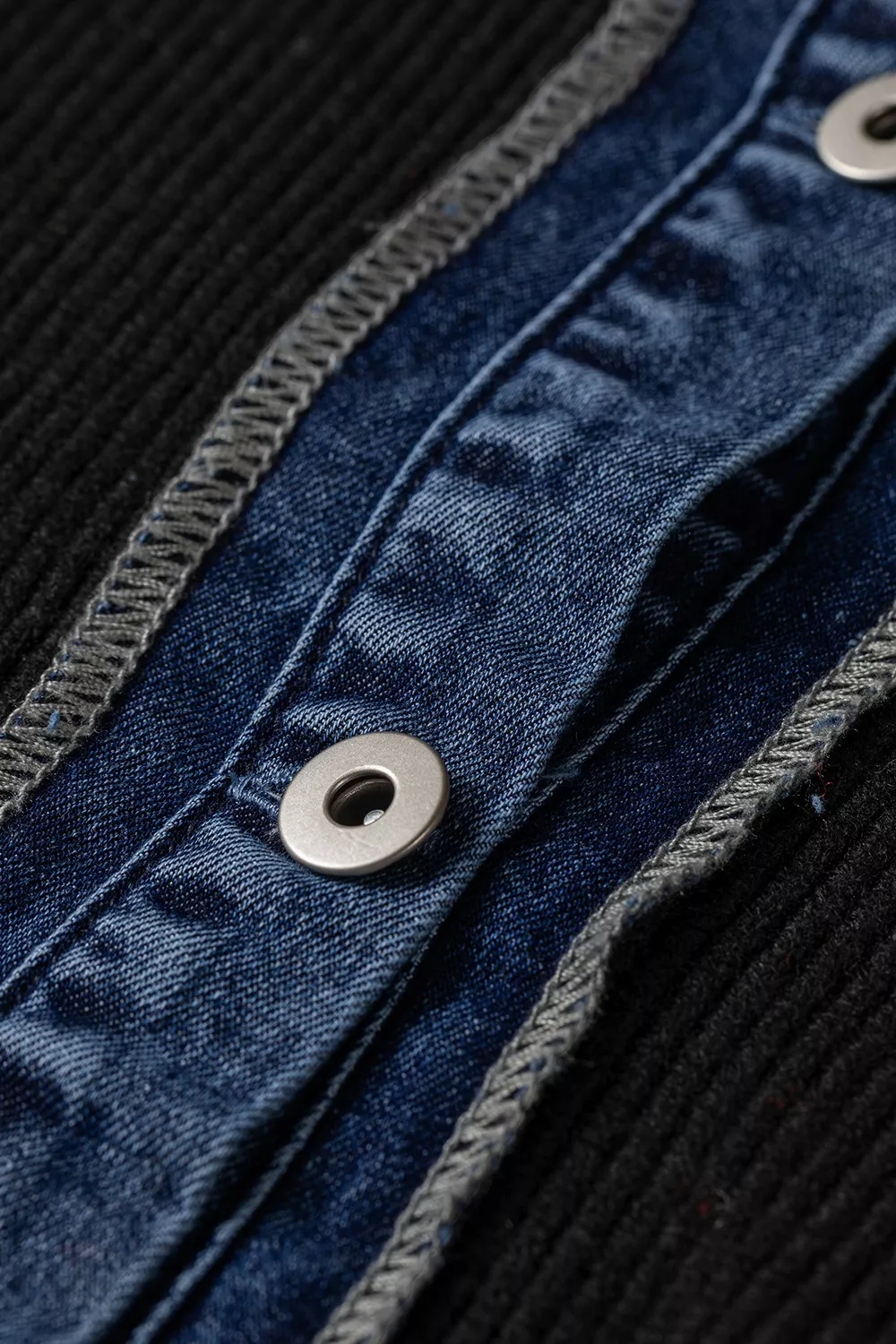 Denim Contrast Placket Long Sleeve Cardigan, image 5