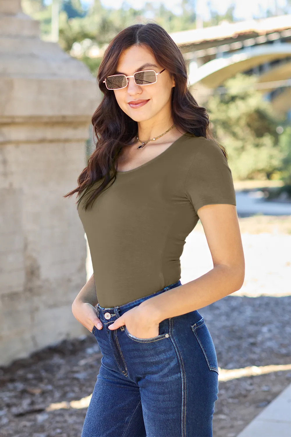 Full Size Round Neck Short Sleeve Bodysuit, image 28