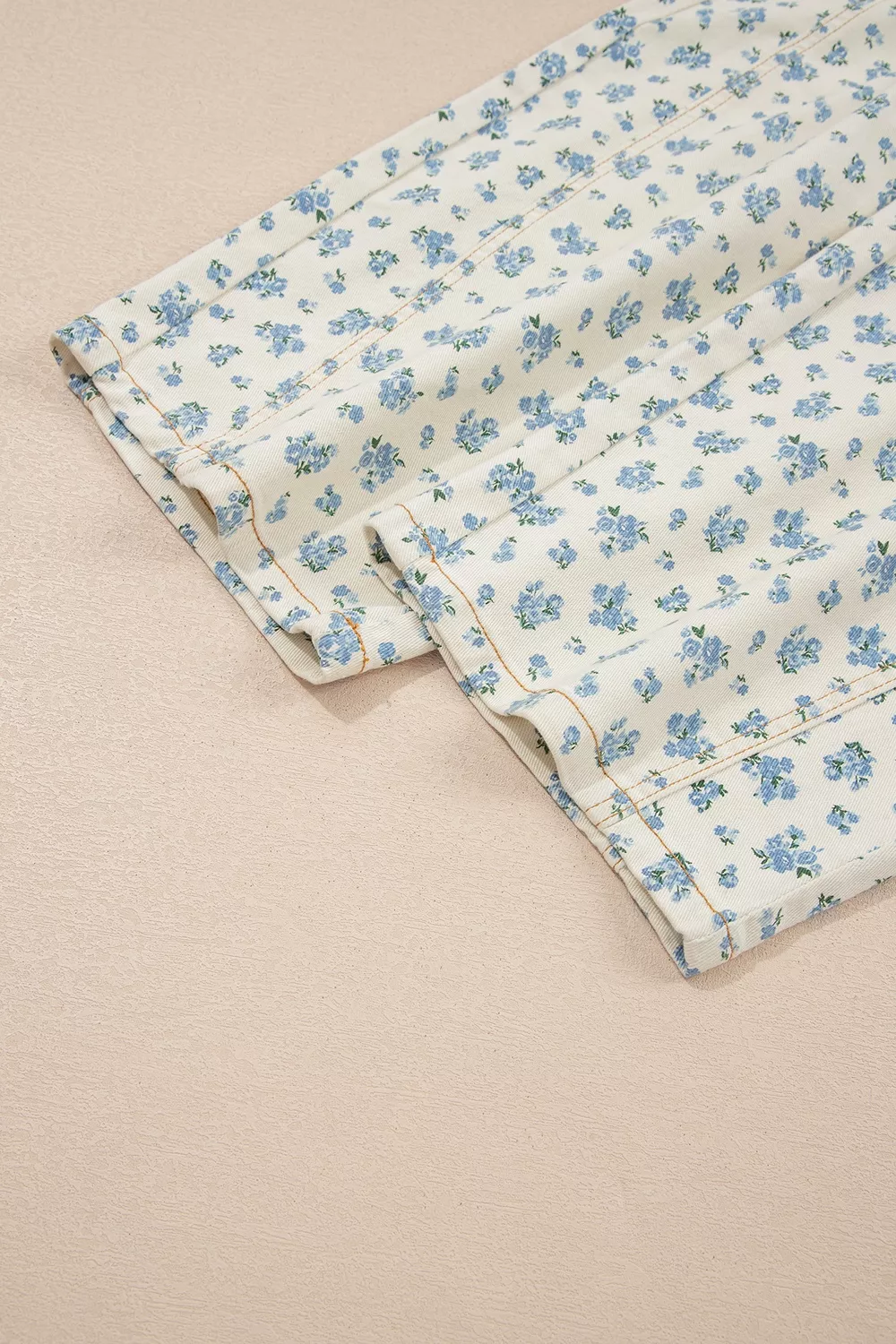 Grommet Knot Waist Floral Barrel Leg Jeans, image 8