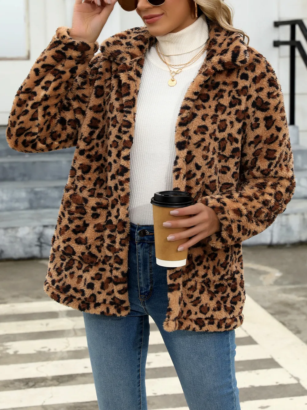 Button Up Drop Shoulder Fuzzy Jacket, image 22