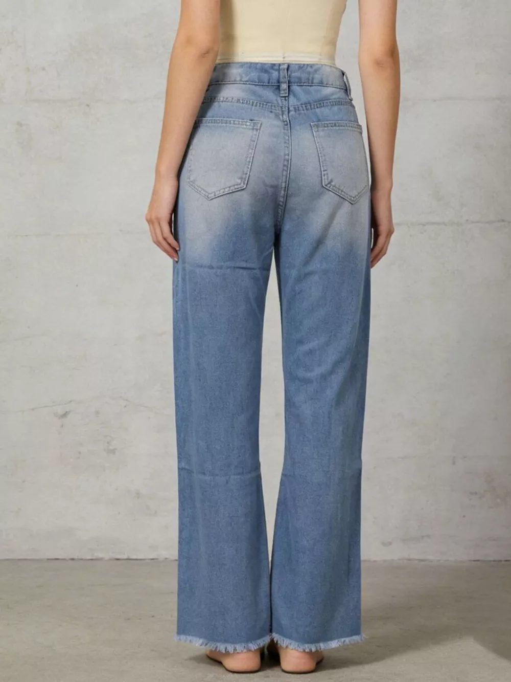 Distressed Raw Hem Bootcut Jeans, image 4