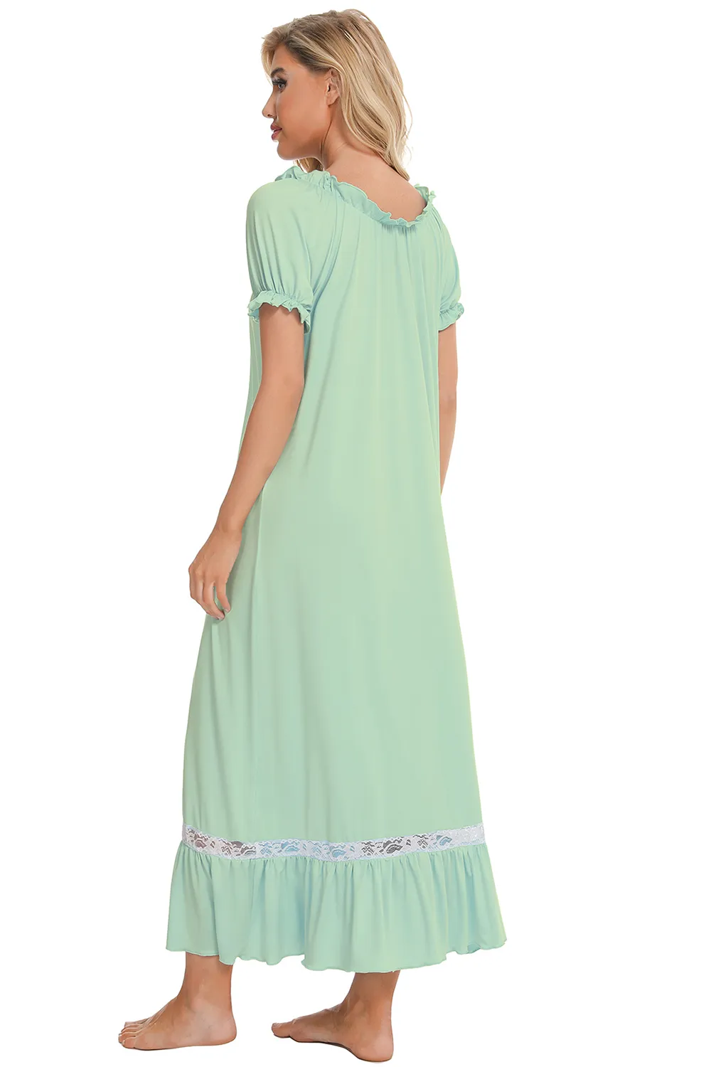 Lace Detail Short Sleeve Lounge Dress, image 26
