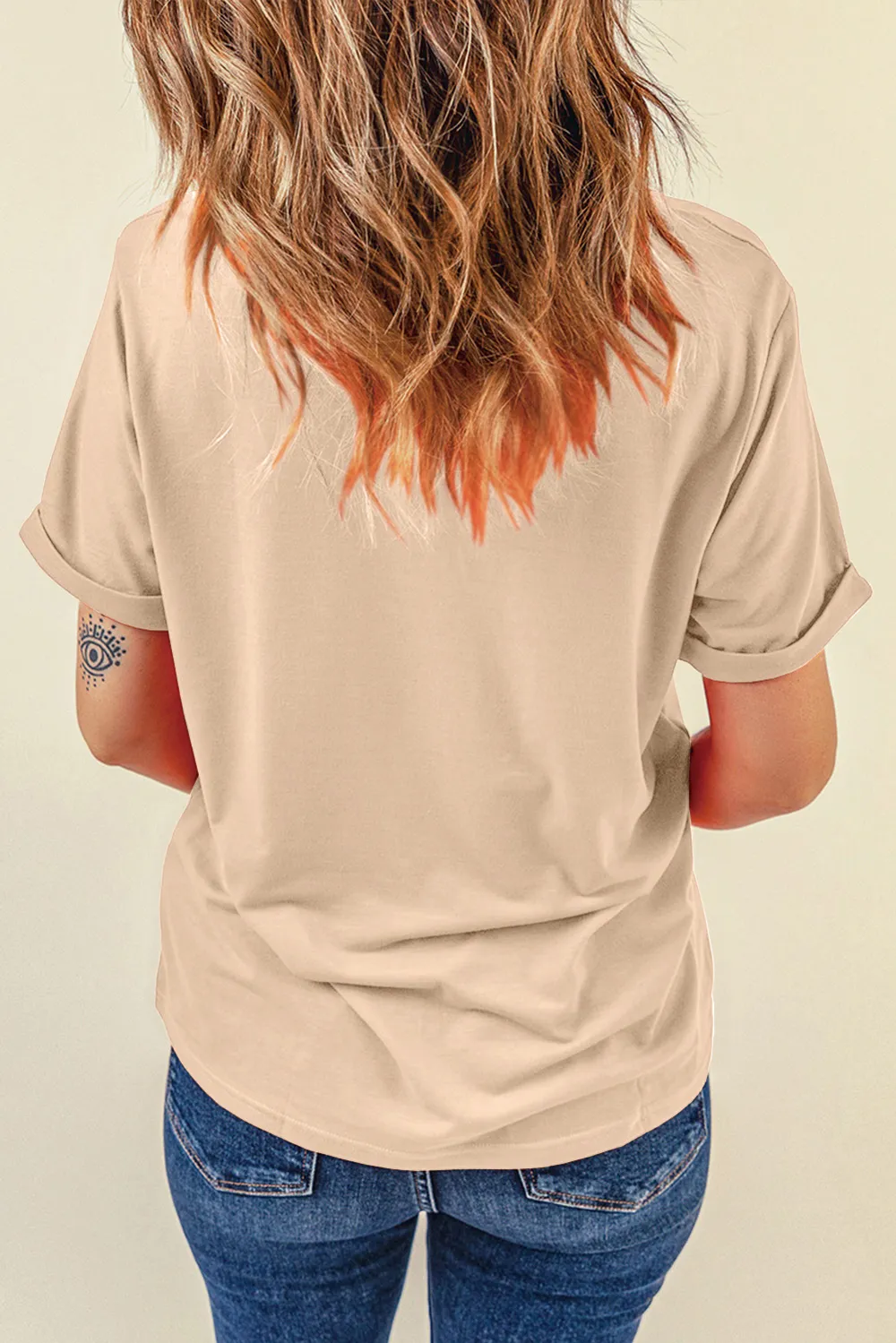 Letter Graphic Round Neck Short Sleeve T-Shirt, image 2
