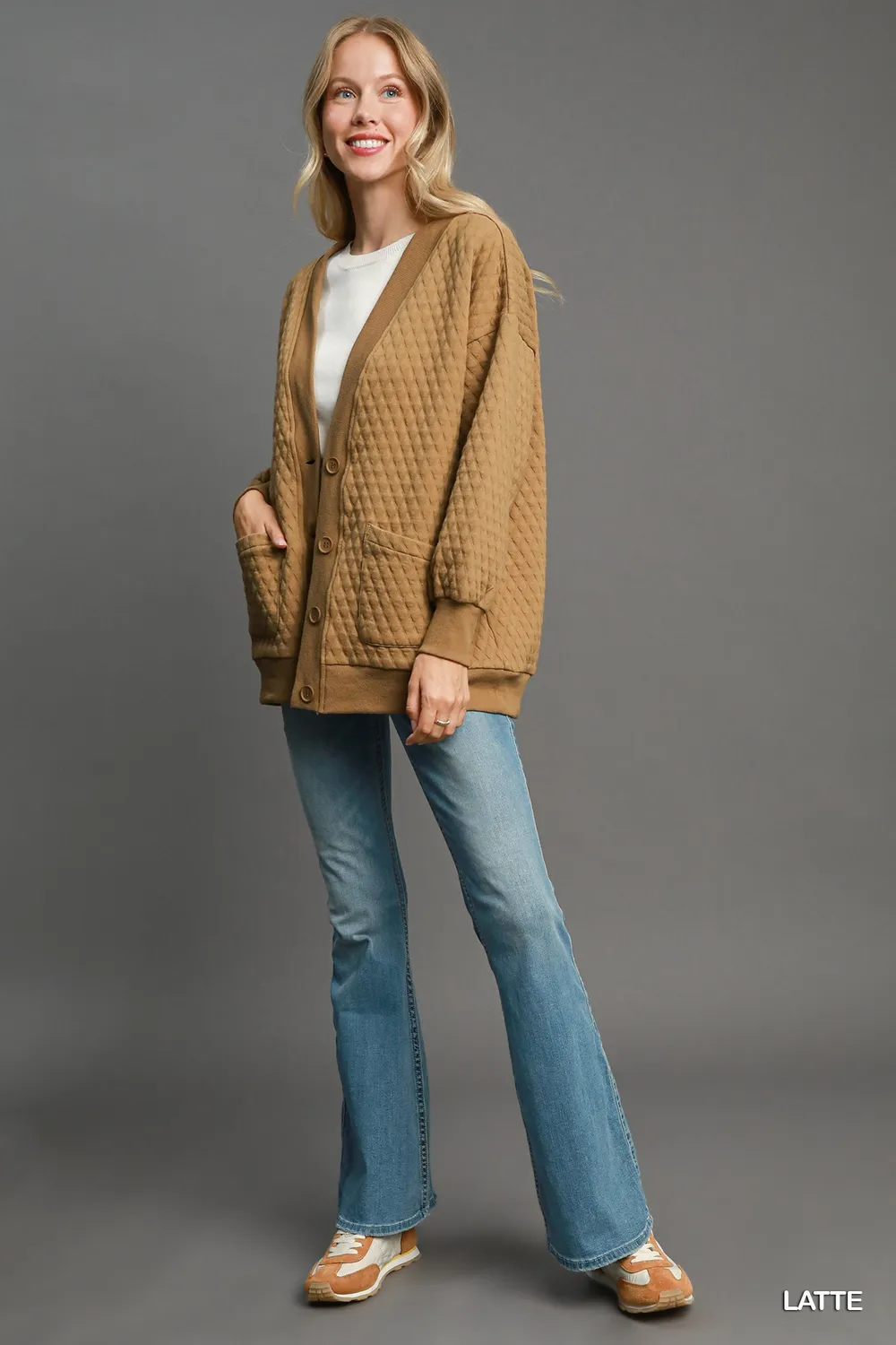 Button-Up Jacquard Cardigan, image 2