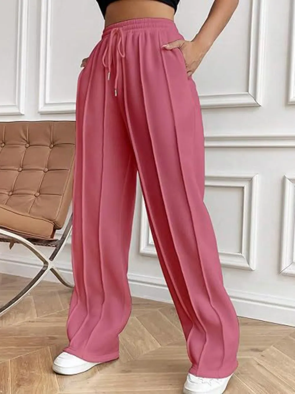 Drawstring Wide Leg Pants with Pockets, image 13