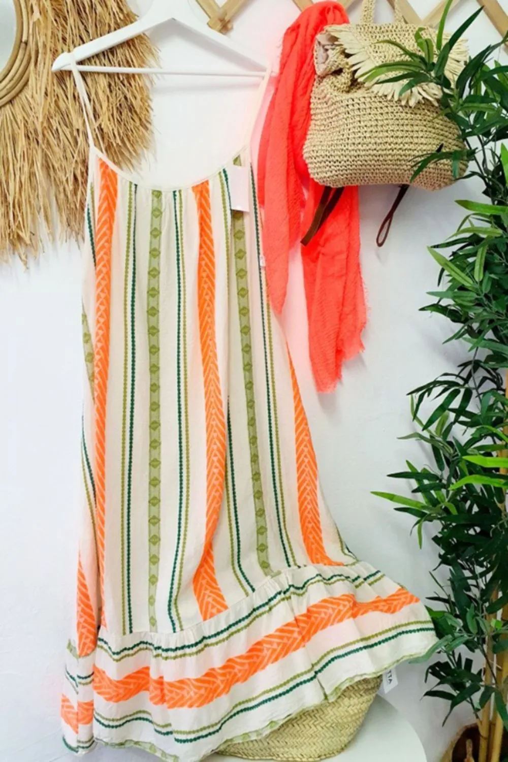 Striped Ruffled Maxi Cami Dress, image 5