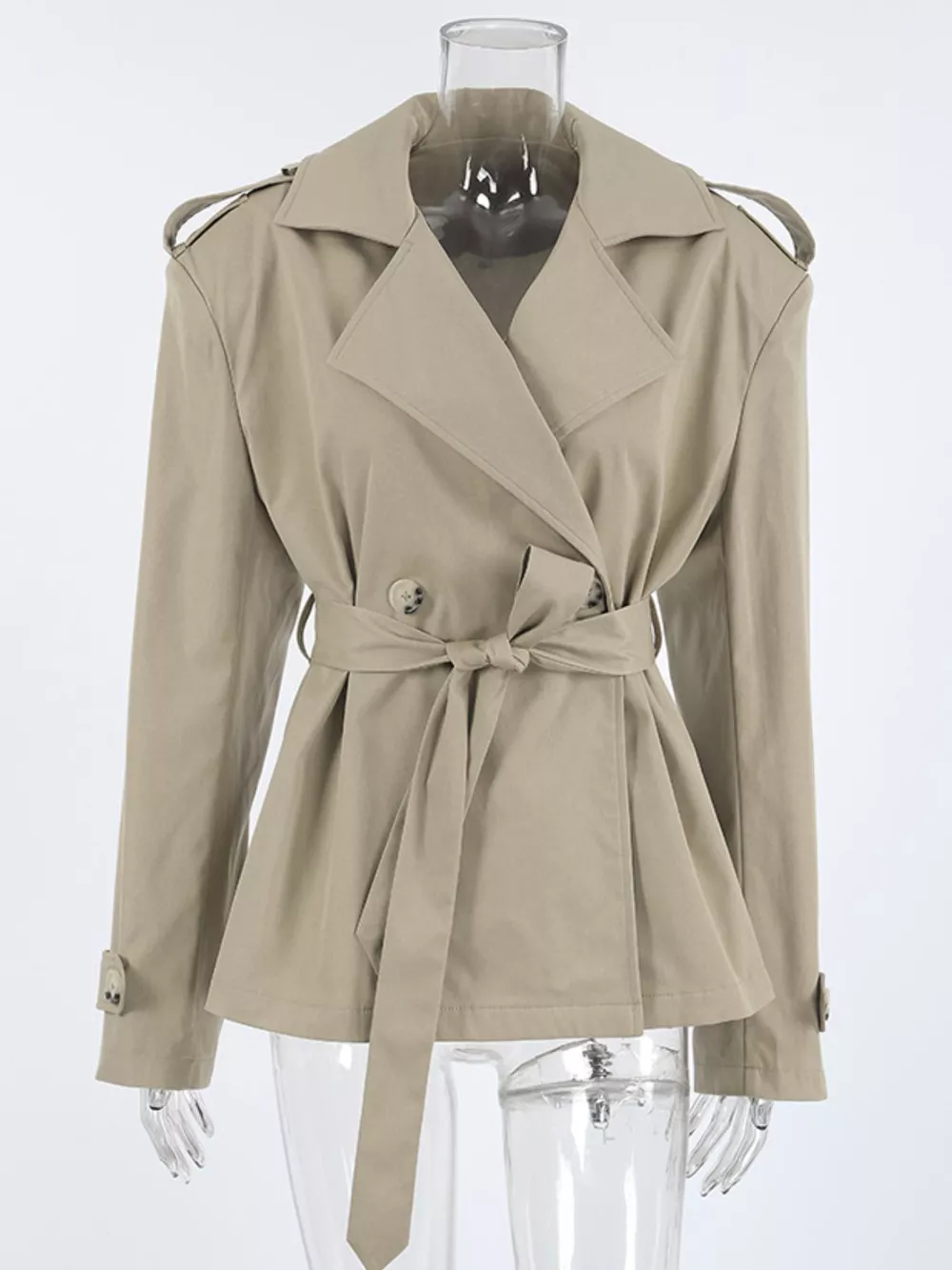 Chic Double-Breasted Belted Trench Coat, image 9