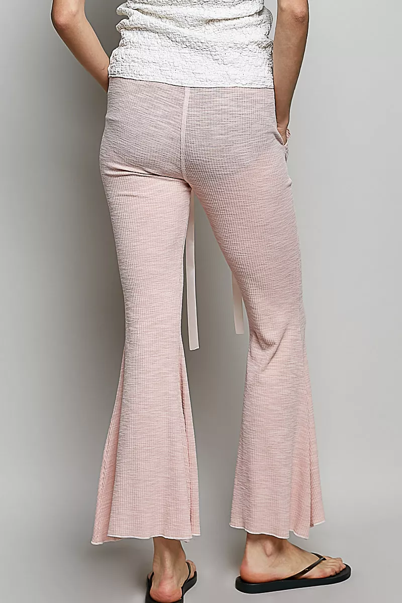 Drawstring Textured Ribbed Knit Pants, image 3