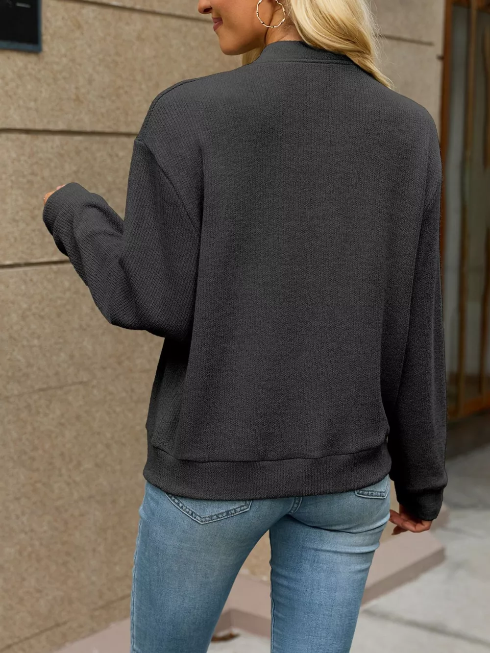 Zip-Up Dropped Shoulder Top, image 15