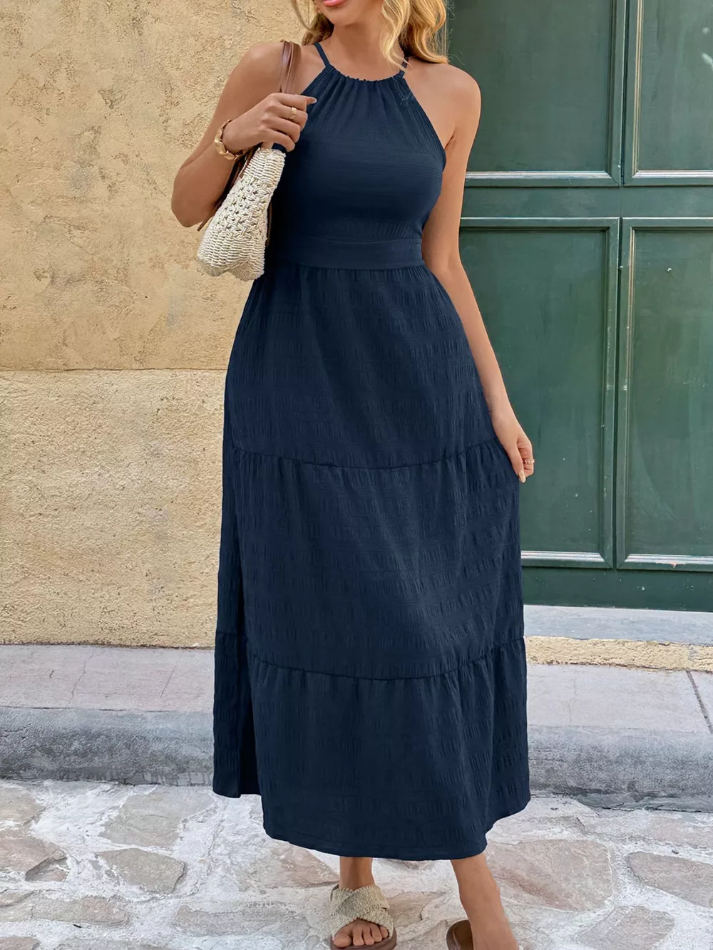 Tie Back Tiered Midi Dress, image 4