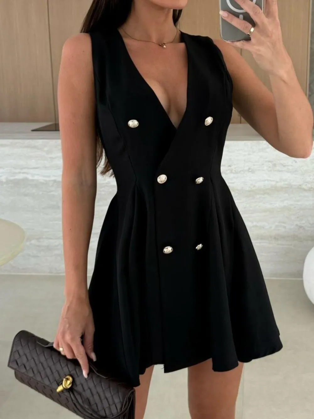 Sleeveless Double-Breasted Mini Dress, image 13