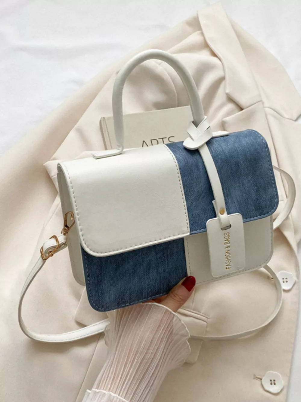 Two-Tone PU Leather Crossbody Bag, image 5