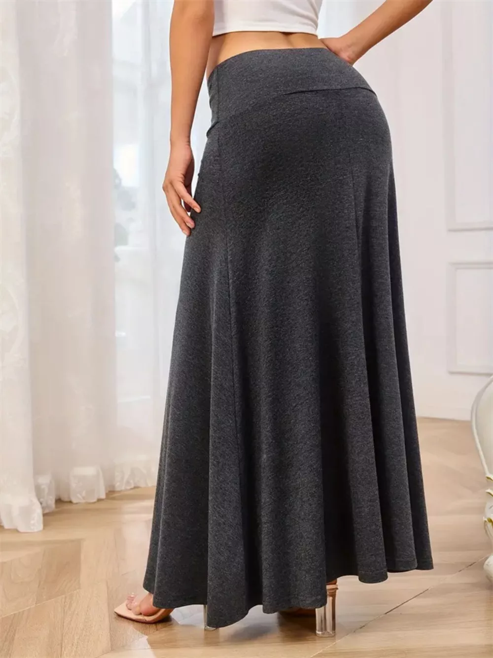 Flowy Maxi Skirt with Wide Waistband, image 3