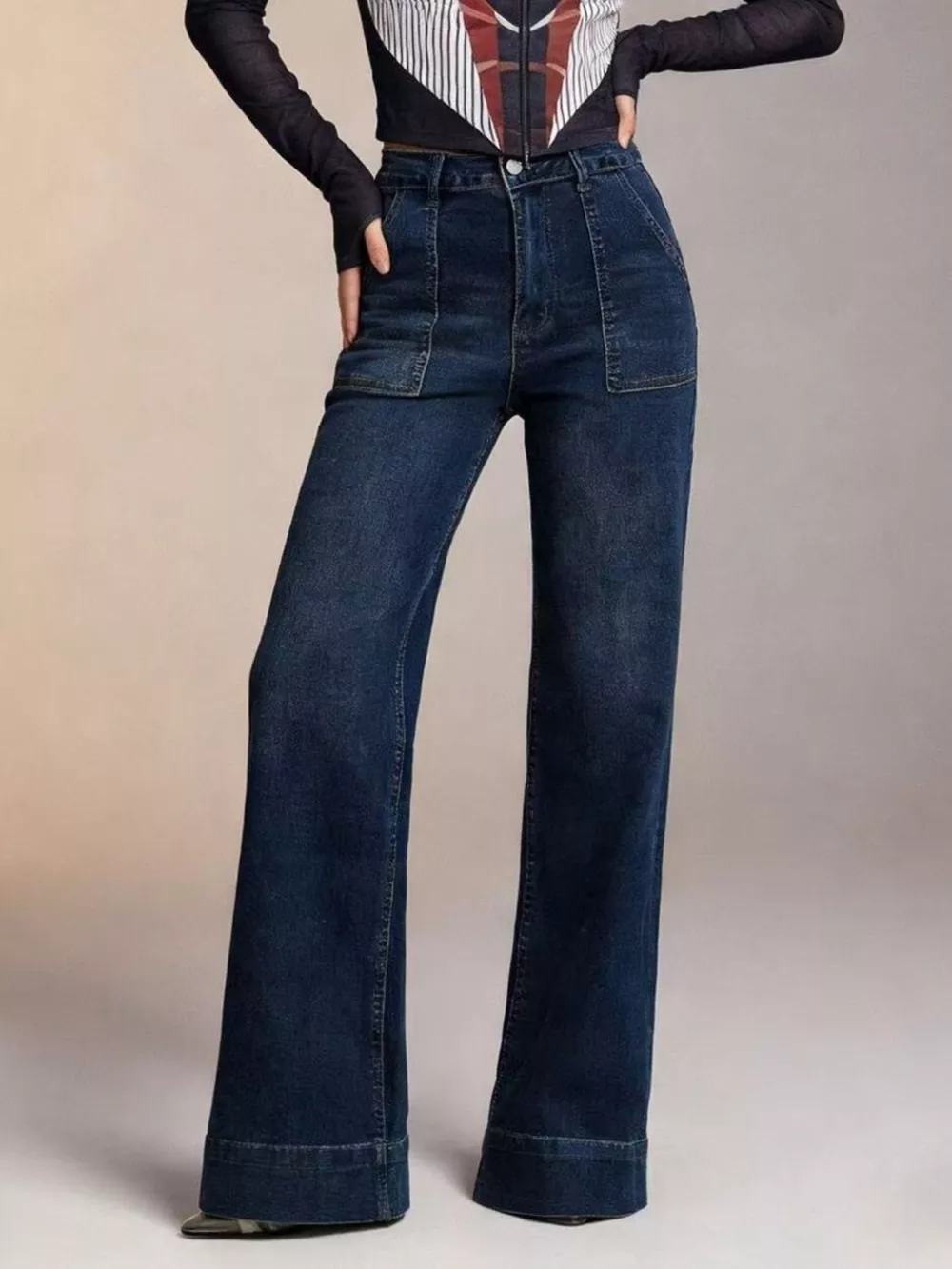 High-Waisted Flare Leg Jeans, image 4