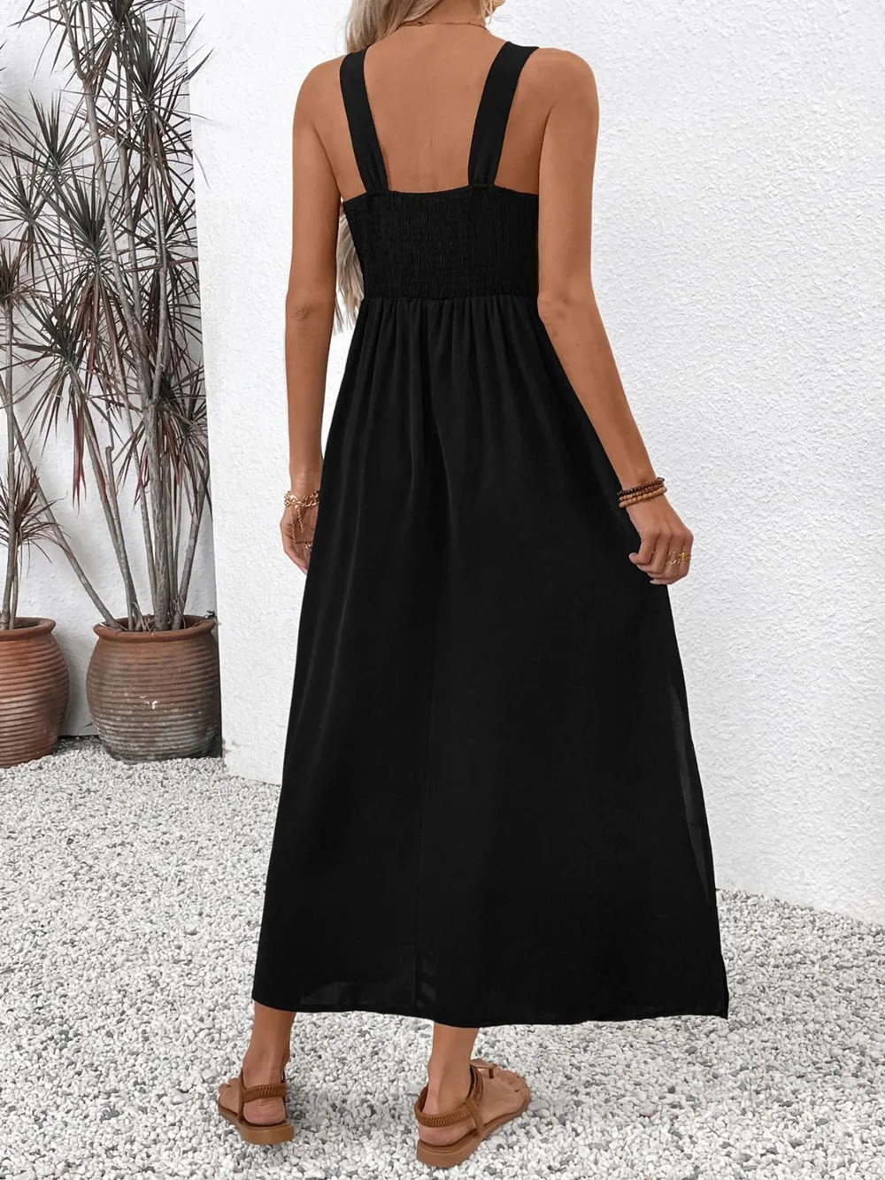 Embroidered Floral Side Slit Sleeveless Midi Dress, image 6