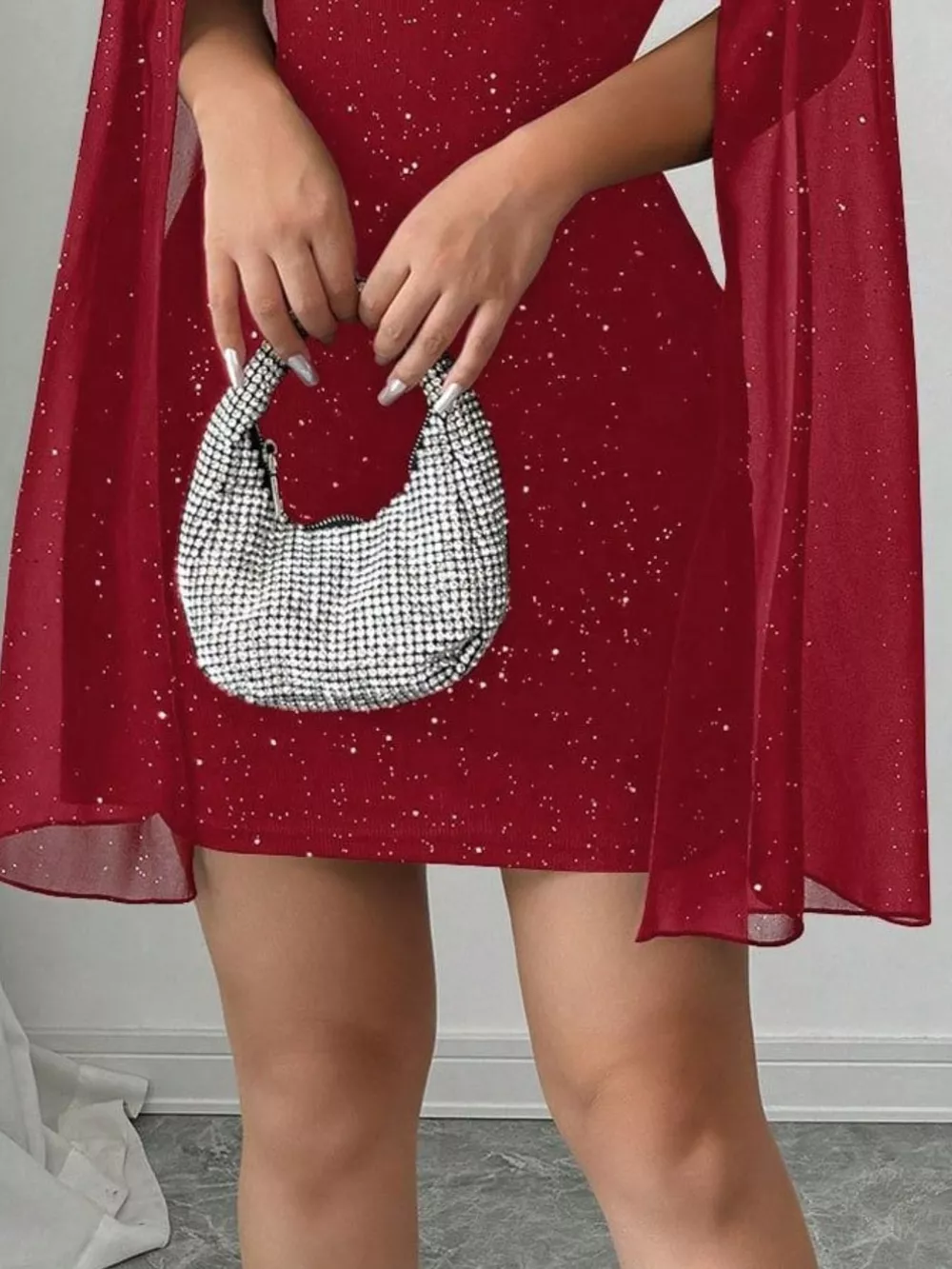 Cutout Bodycon Mini Dress with Cape Sleeves, image 5