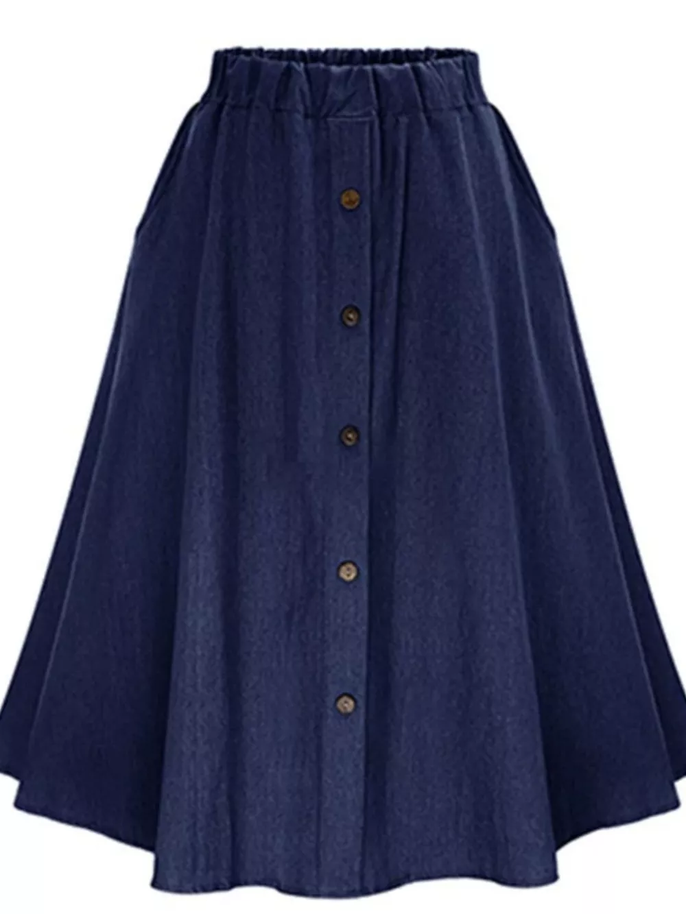 Full Size Button-Front Denim A-Line Skirt Plus Size