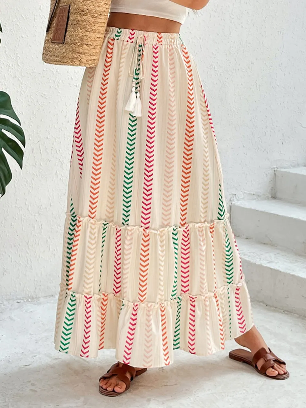 Frill Printed Maxi Skirt, image 5