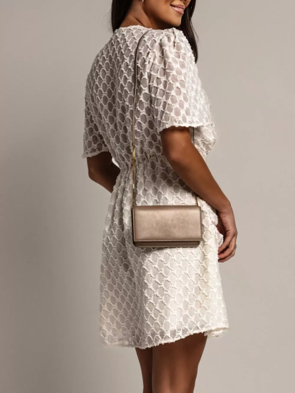 Textured V-Neck Ruched Mini Dress, image 5