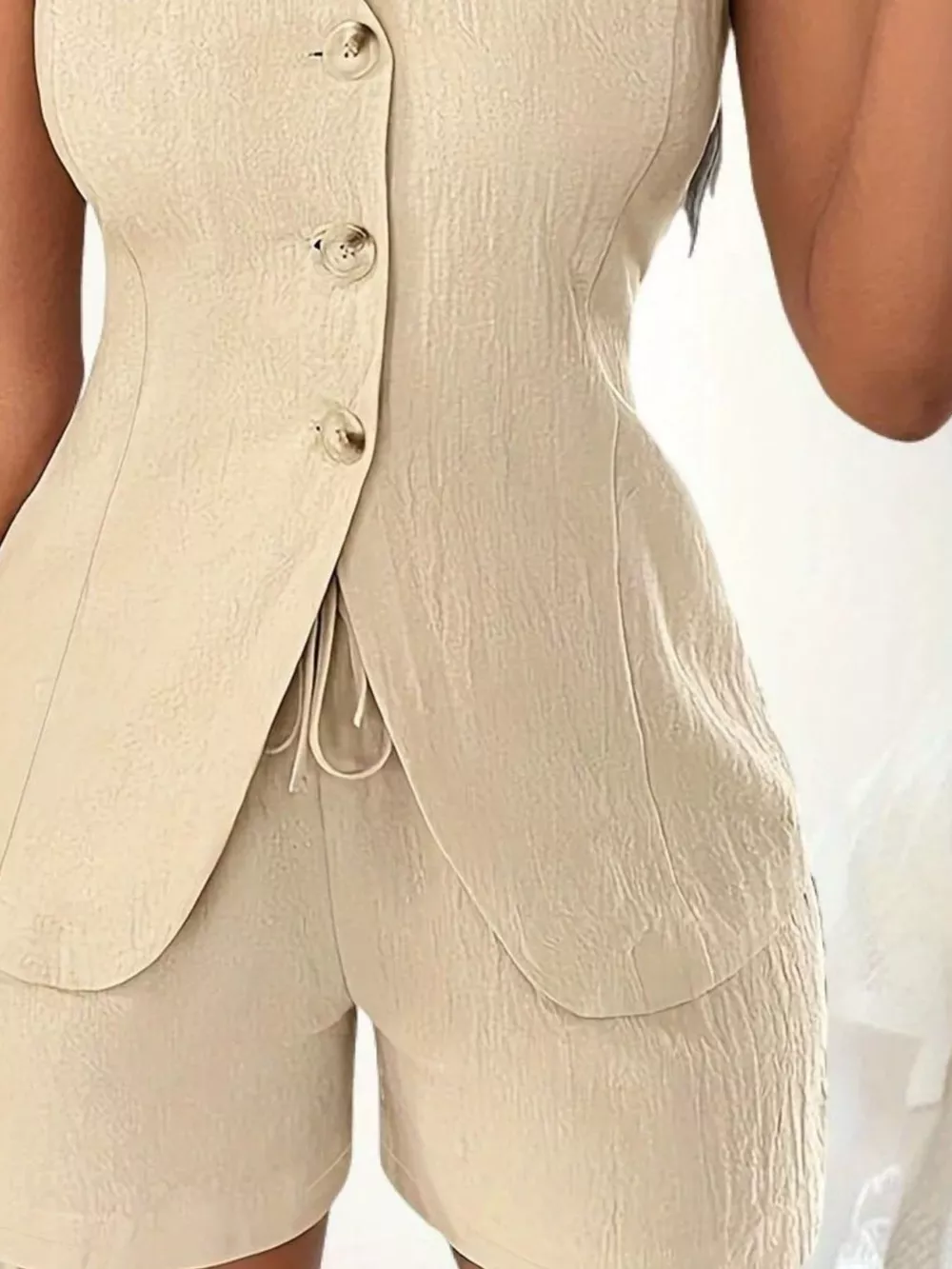 Sleeveless Button-Down Vest & Shorts Set, image 12