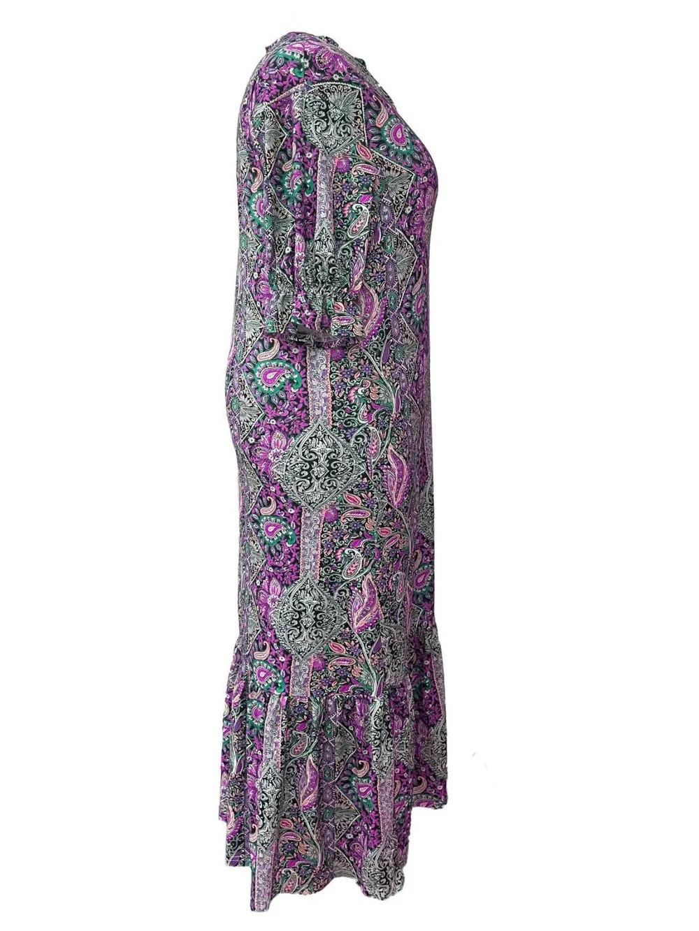 Full Size Bohemian Paisley Print Ruffle Hem Midi Dress Plus Size, image 5