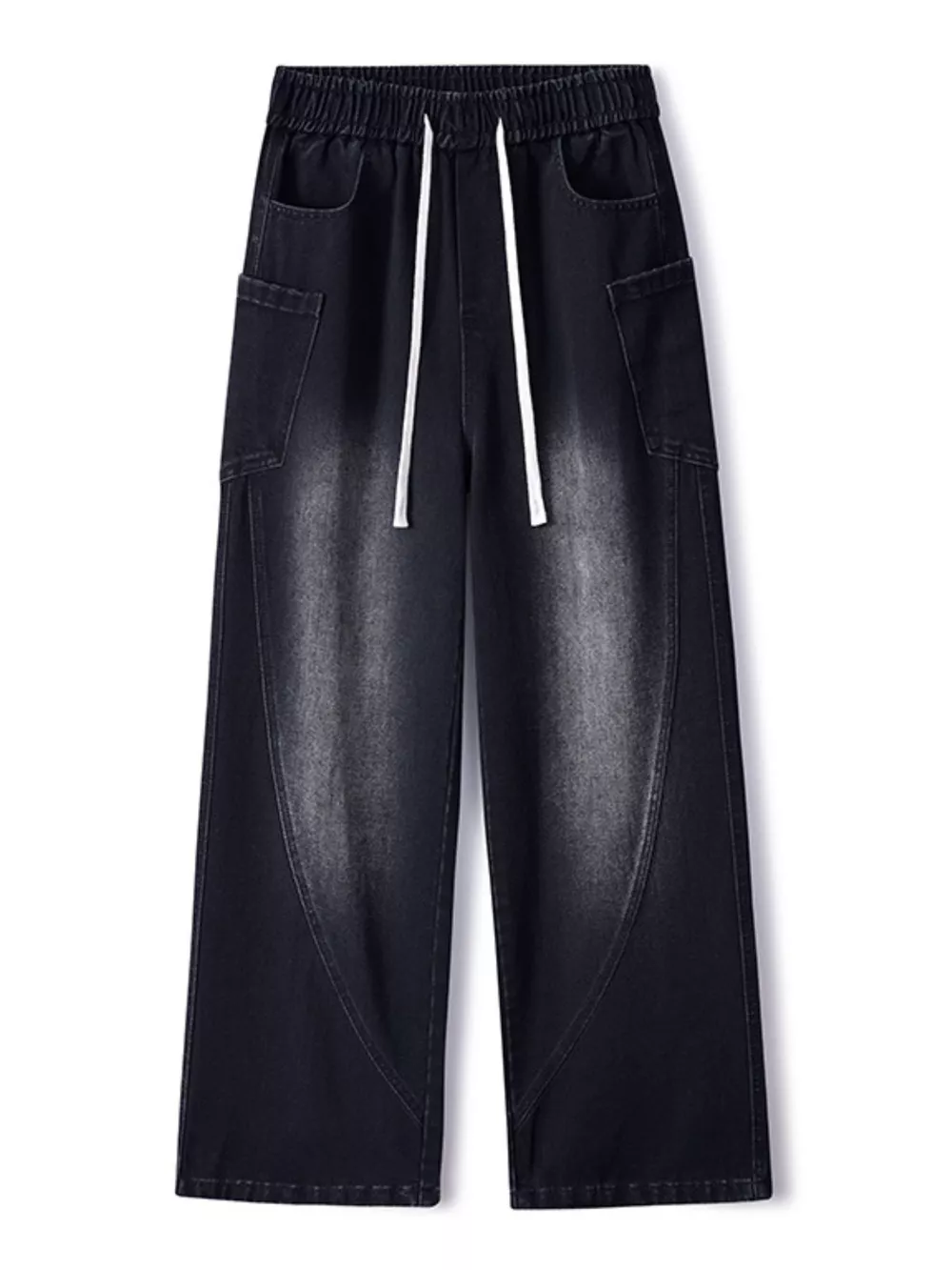 Men's Full Size Wide Leg Wash Denim Jeans Plus Size, image 11