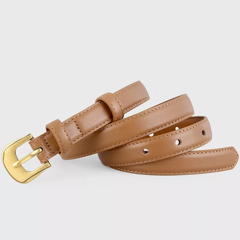 Leather Belt with Golden Buckle, image 6