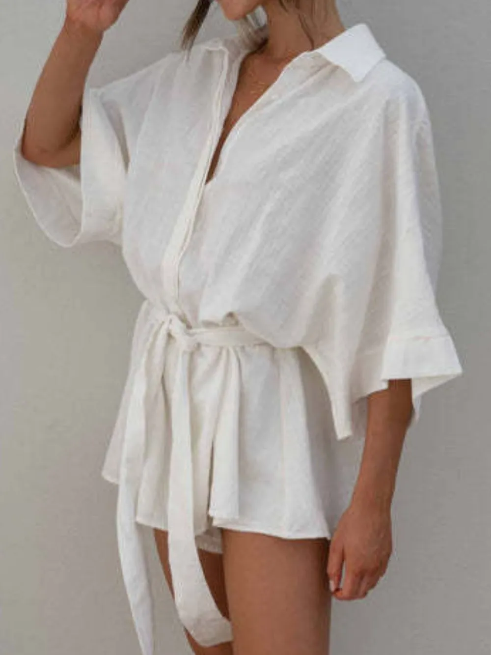 Collared Neck Half Sleeve Romper, image 8