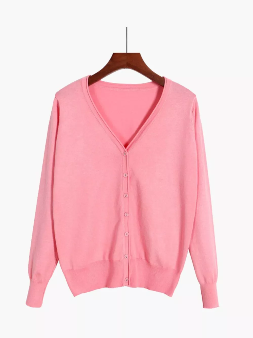 Classic V-Neck Button-Down Knit Cardigan, image 9