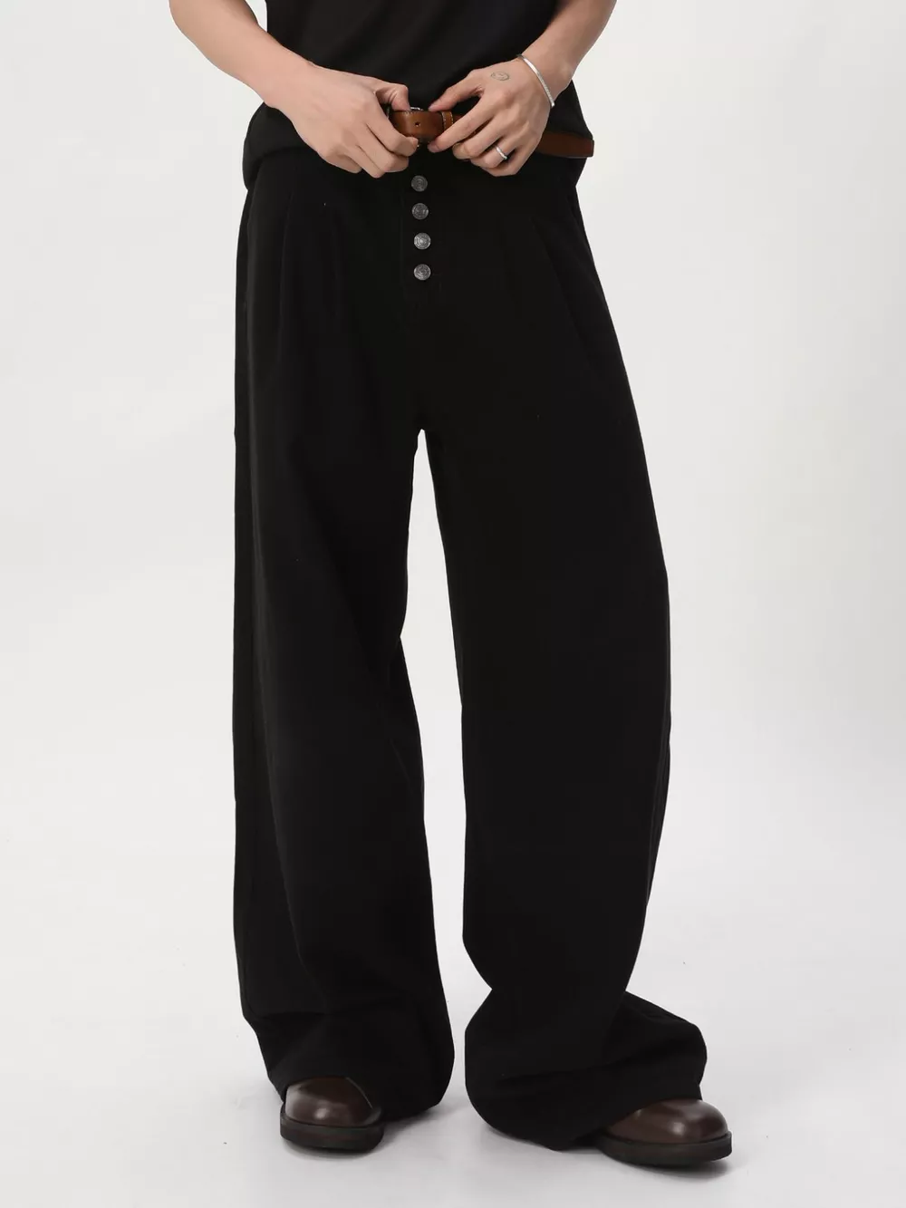 Men's Button-Fly Wide Leg Jeans, image 4