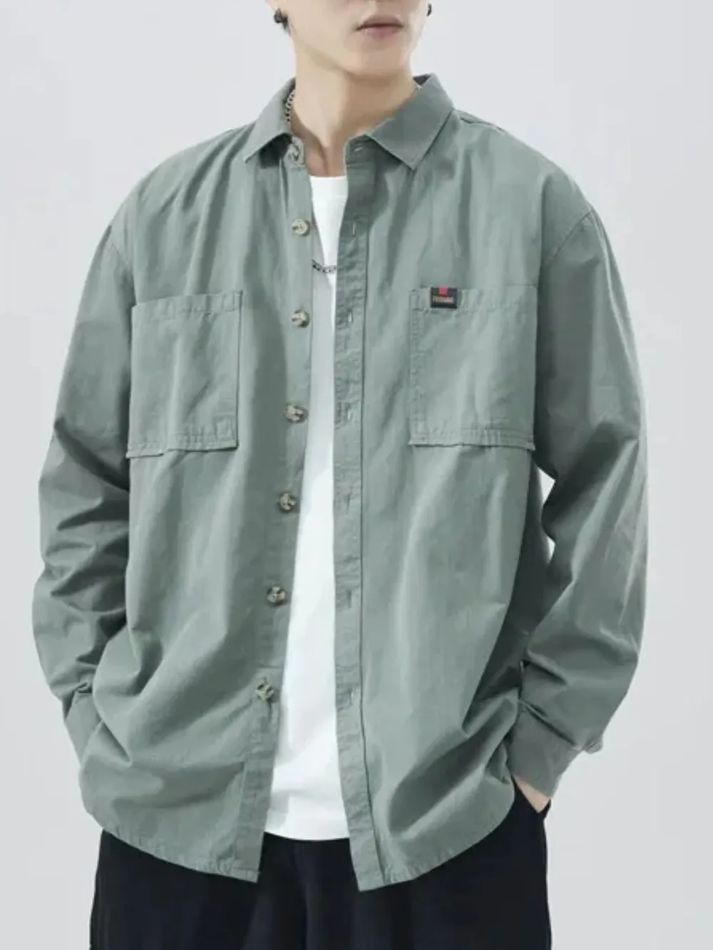Men's Plus Size Button Down Shirt with Chest Pocket, image 4