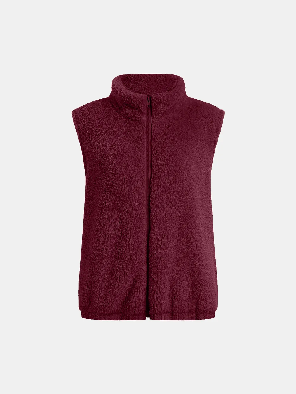 Full Size Fuzzy Zip Up Vest Coat with Pockets, image 11