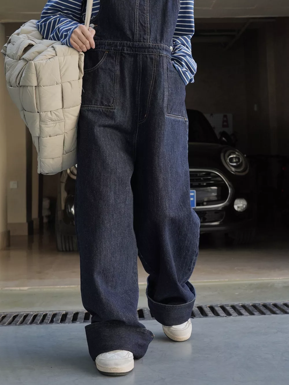 Vintage Dark Wash Wide-Leg Denim Overalls, image 21