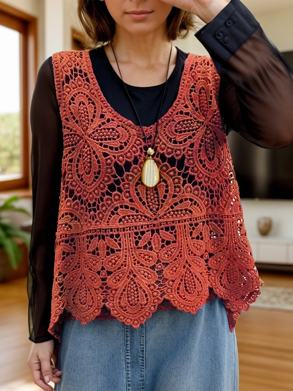 Cutout Scoop Neck Sleeveless Knit Cover Up, image 10