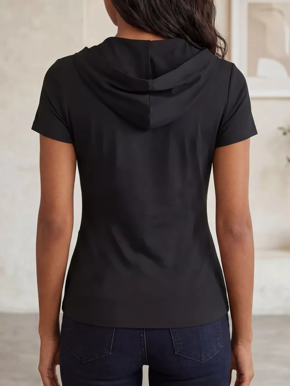 Hooded Wrap Front Slim Fit Top, image 4