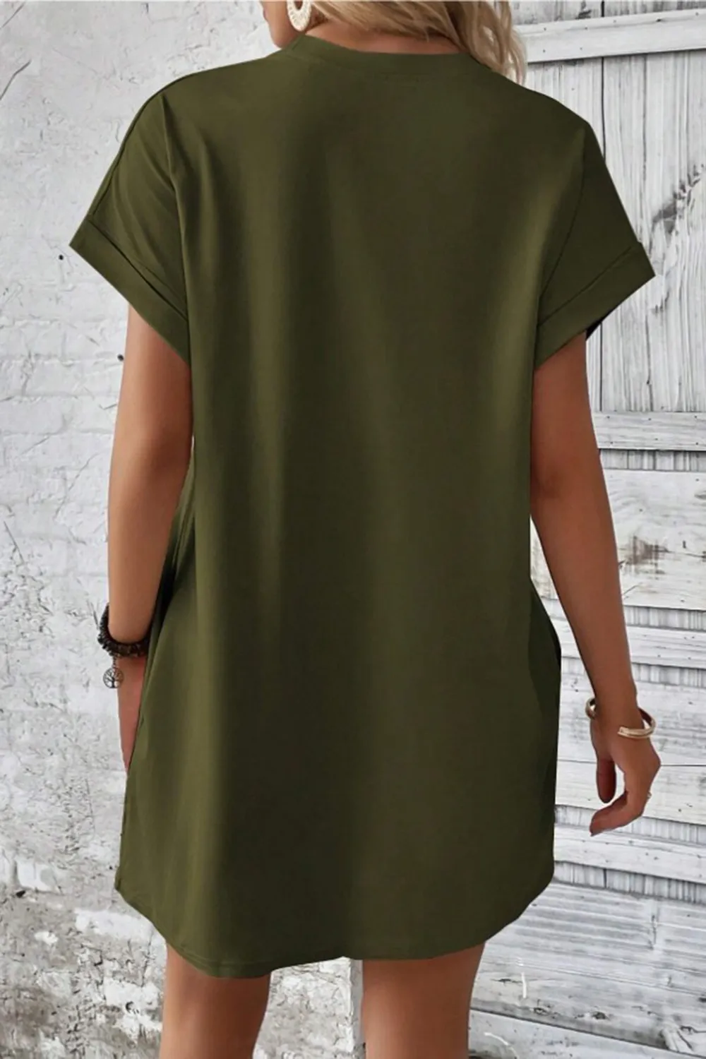 Pocketed Round Neck Short Sleeve Dress, image 22